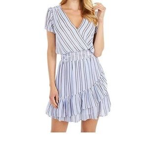 Michael Kors Blue and White Striped Wrap Dress